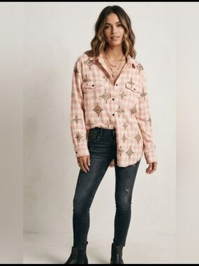 One Teaspoon X Free People Lunar Studded Flannel Button-Down